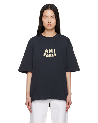 Ami Paris Patch Organic Cotton Jersey T-Shirt Navy Blue