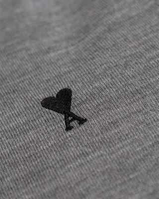 Ami Paris Short-Sleeved Wool Polo Shirt Grey Noir