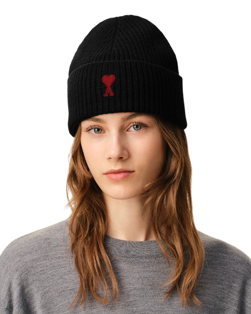 Ami Paris Wool Beanie Noir Rouge