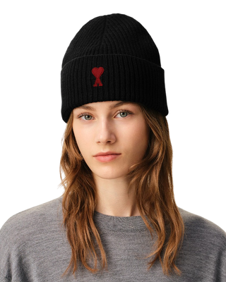 Ami Paris Wool Beanie Noir Rouge