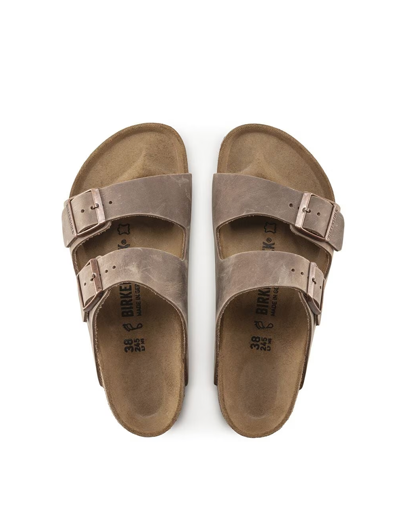 Birkenstock Arizona Oiled Leather Slides Tabacco Brown 0352203