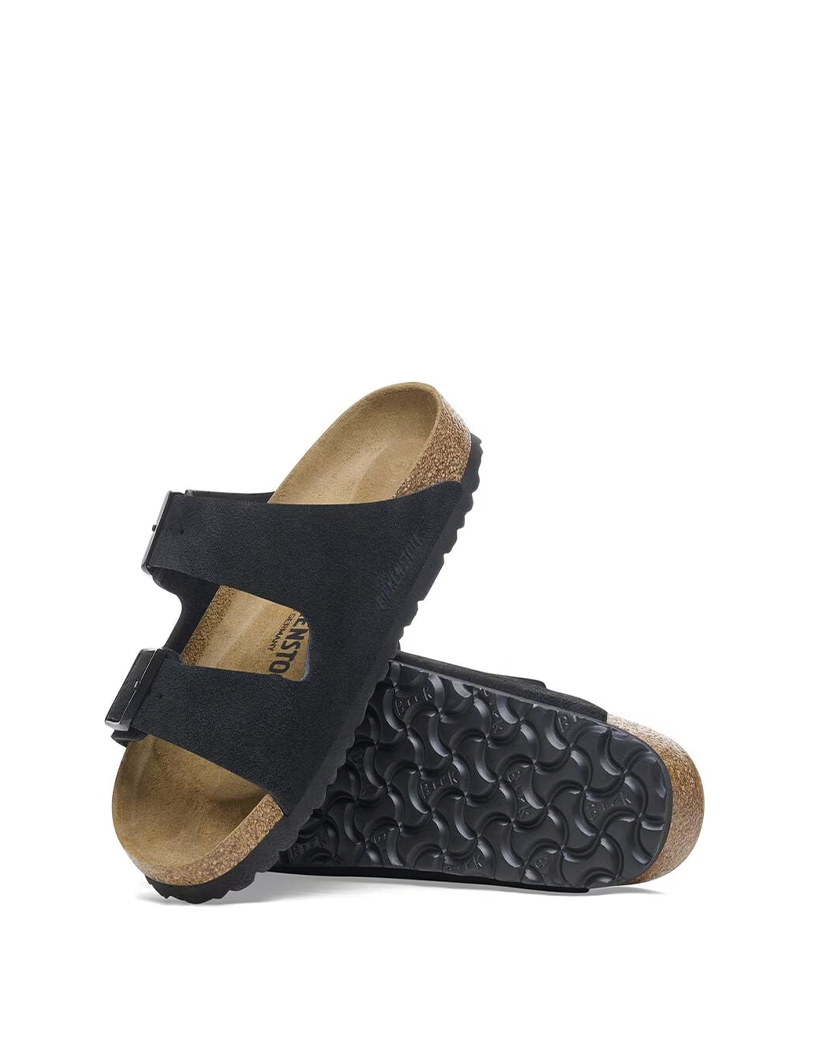 Birkenstock Arizona Suede Leather Slides Black 1027164