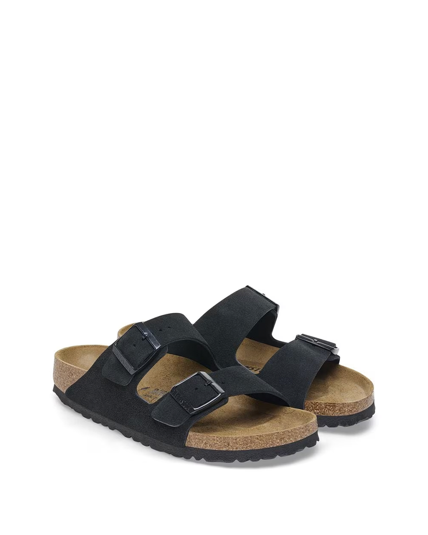Birkenstock Arizona Suede Leather Slides Black 1027164