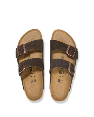 Birkenstock Arizona Suede Leather Slides Mocha 1027083
