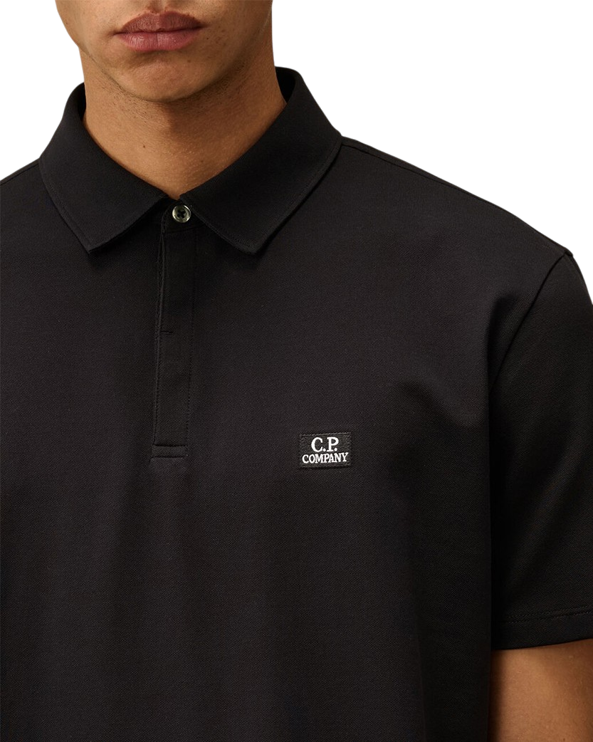 C.P. Company Stretch Piquet Three-Button Logo Polo Blue 18CMPL165A005263W