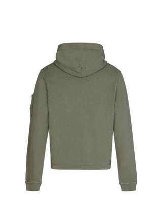 C.P. Company Cotton Diagonal Fleece Zip Hoodie Grey Green 20CMSS039A110044R