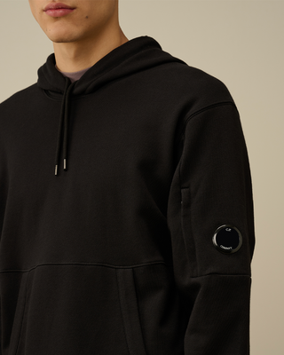 C.P. Company Diagonal Raised Fleece Lens Hooded Sweatshirt Black