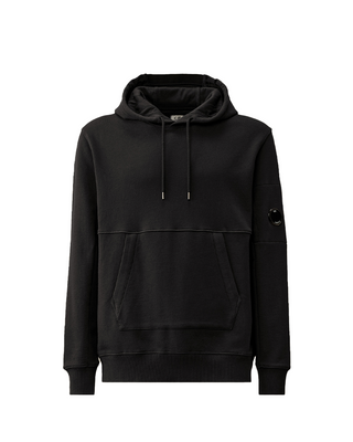 C.P. Company Diagonal Raised Fleece Lens Hooded Sweatshirt Black