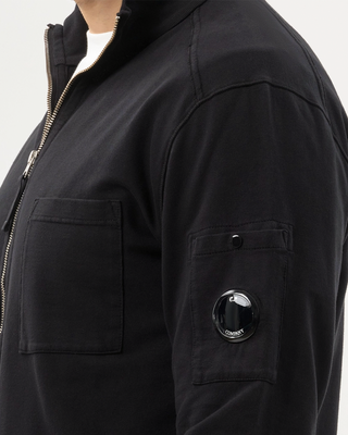 C.P. Company Light Fleece Zip Lens Sweatshirt Black 20CMSS021A002246G