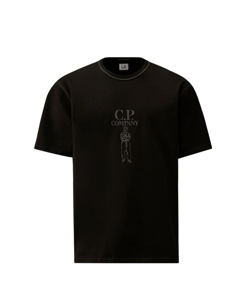 C.P. Company Mercerized Jersey 30/2 Logo T-Shirt Black 20CMTS120A110580W