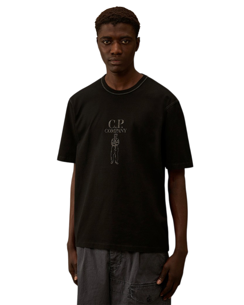 C.P. Company Mercerized Jersey 30/2 Logo T-Shirt Black 20CMTS120A110580W