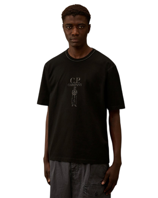 C.P. Company Mercerized Jersey 30/2 Logo T-Shirt Black 20CMTS120A110580W