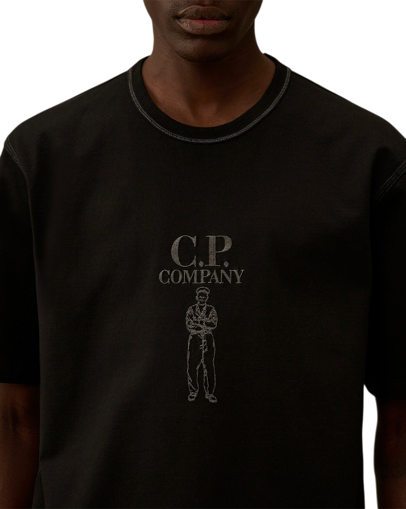 C.P. Company Mercerized Jersey 30/2 Logo T-Shirt Black 20CMTS120A110580W