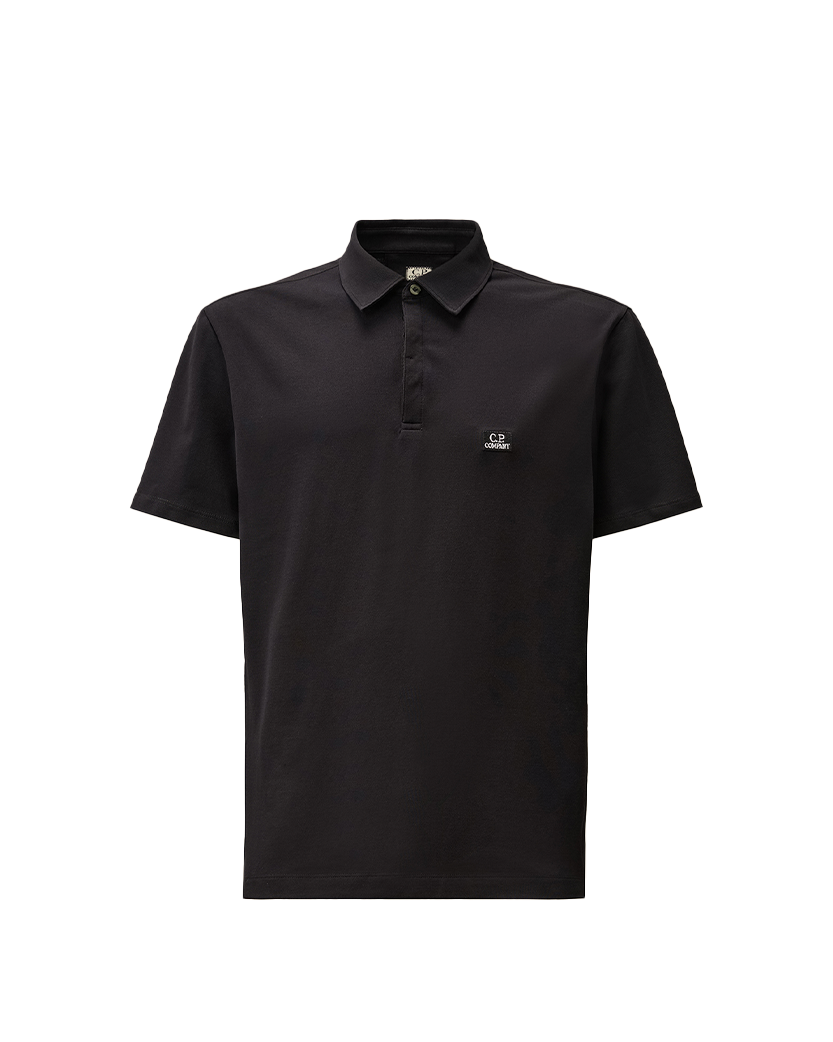 C.P. Company Stretch Piquet Three-Button Logo Polo Blue 18CMPL165A005263W