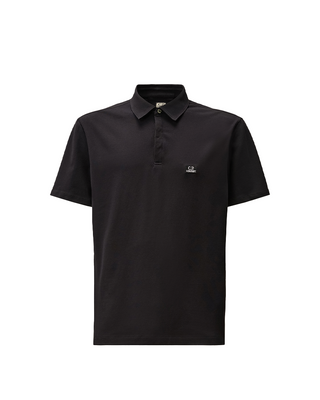 C.P. Company Stretch Piquet Three-Button Logo Polo Blue 18CMPL165A005263W