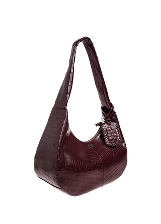 Ganni Embossed Tag Shoulder Bag Burgundy