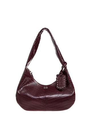 Ganni Embossed Tag Shoulder Bag Burgundy
