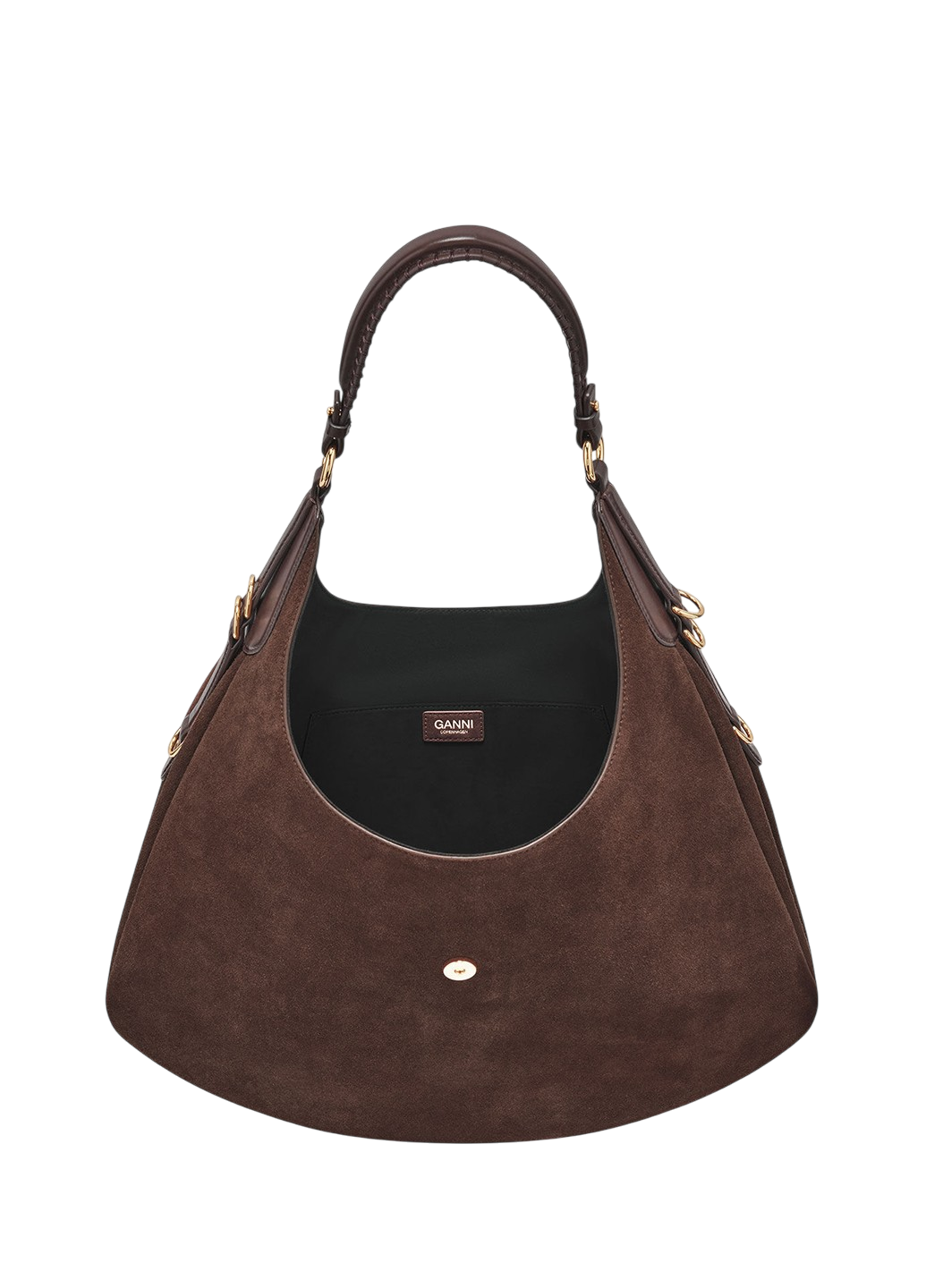 Ganni Large Kat Bag Suede Chicory Coffee