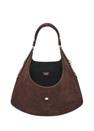Ganni Large Kat Bag Suede Chicory Coffee