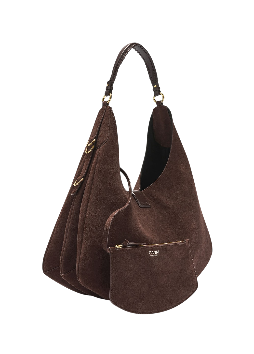Ganni Large Kat Bag Suede Chicory Coffee