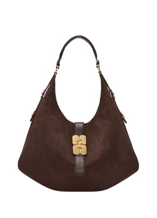 Ganni Large Kat Bag Suede Chicory Coffee