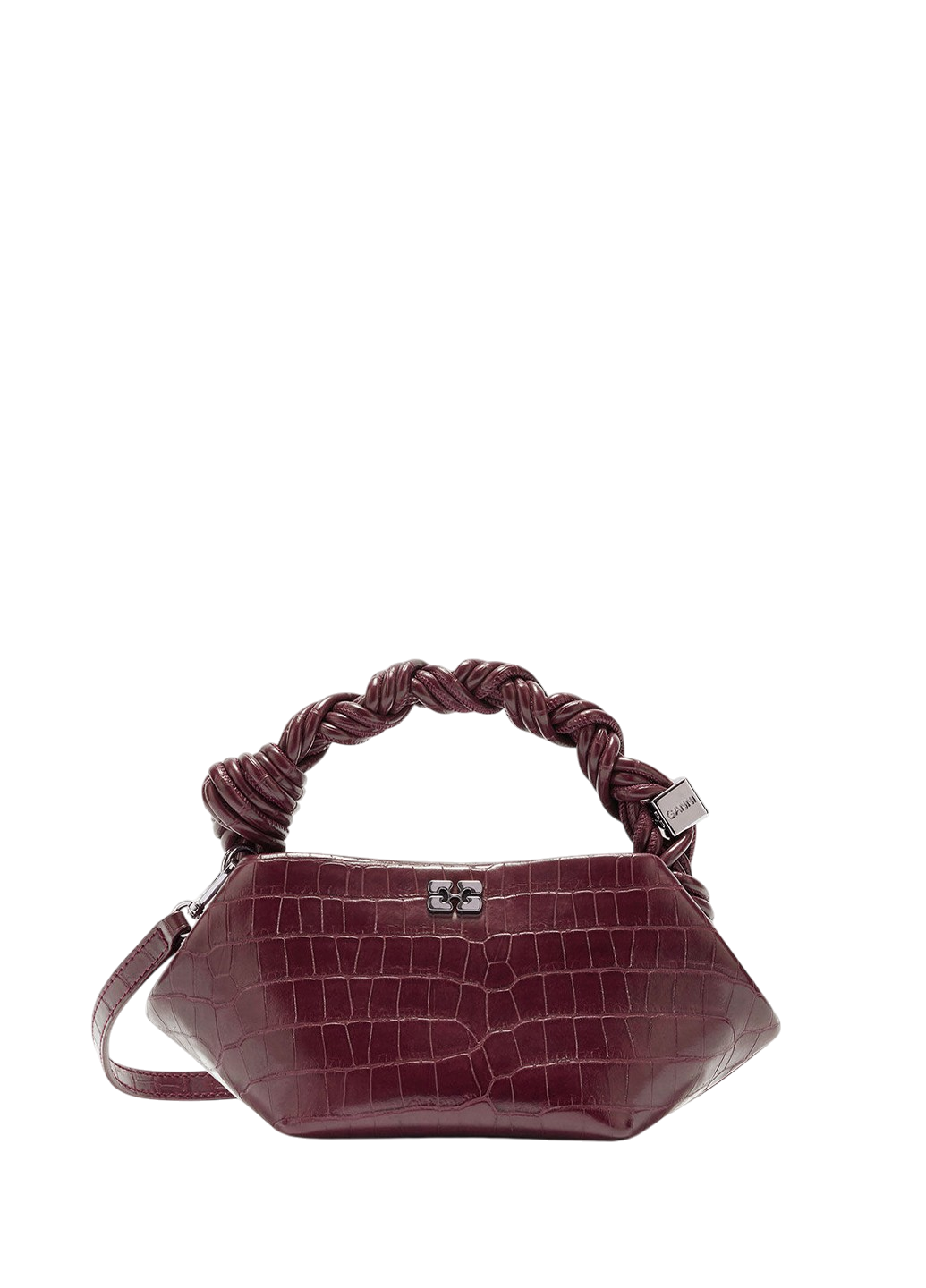 Ganni Mini Bou Bag Croco Burgundy