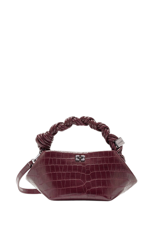 Ganni Mini Bou Bag Croco Burgundy