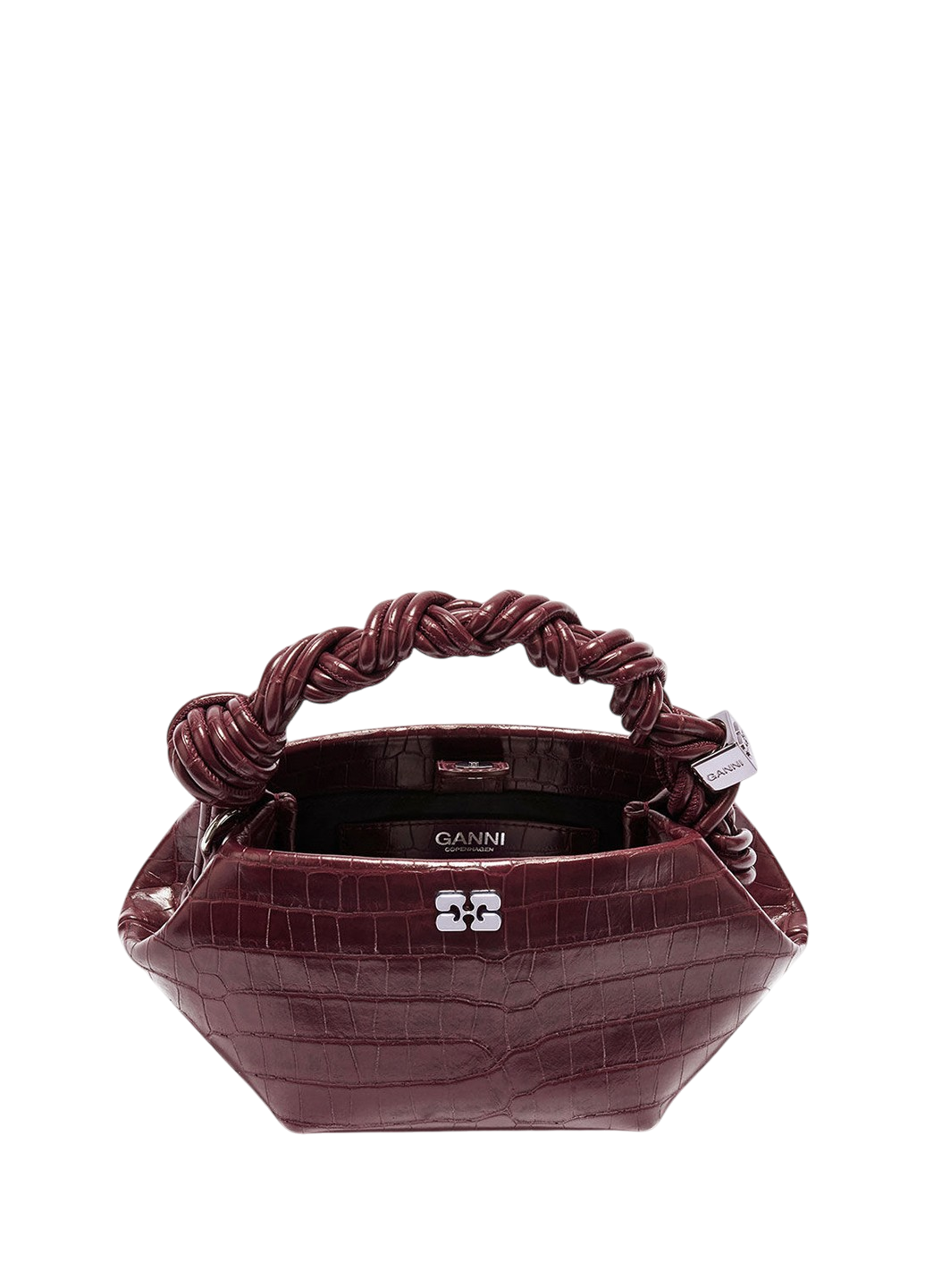 Ganni Mini Bou Bag Croco Burgundy