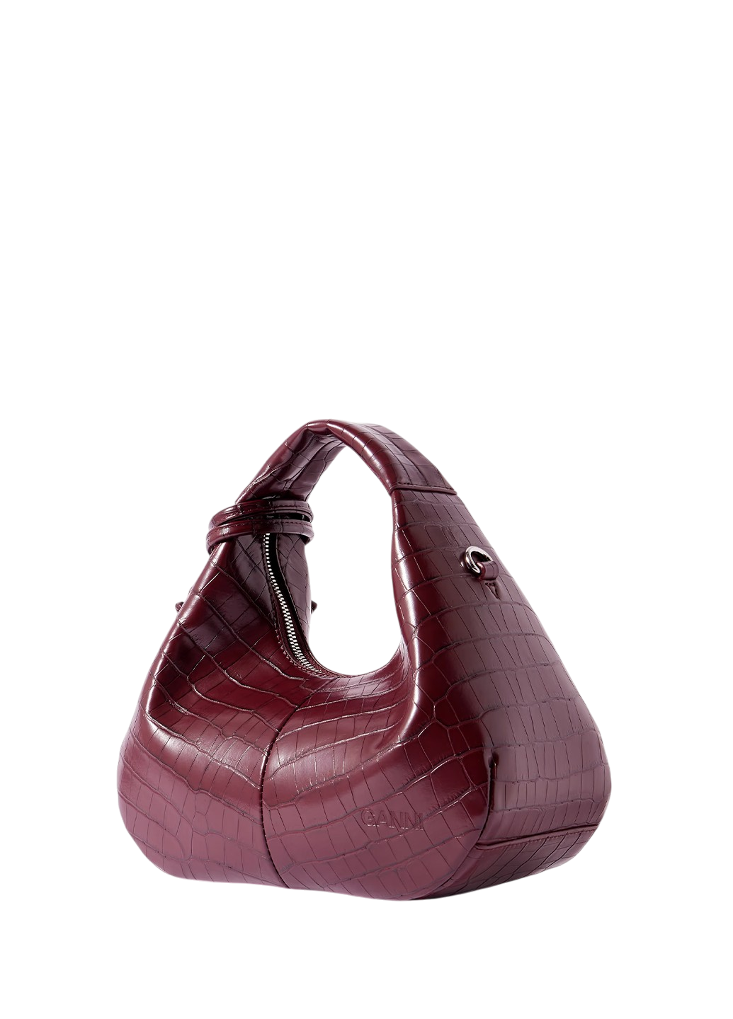 Ganni Mini Hobo Bag Croco Burgundy