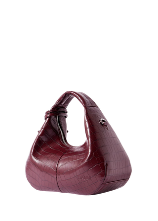 Ganni Mini Hobo Bag Croco Burgundy