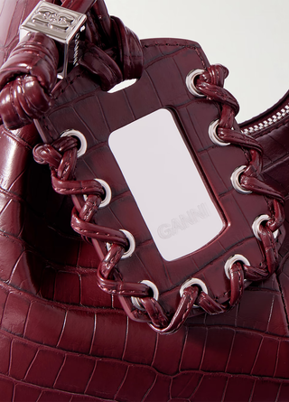 Ganni Mini Hobo Bag Croco Burgundy
