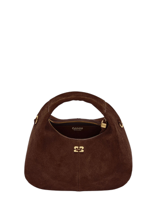 Ganni Mini Hobo Bag Suede Chicory Coffee