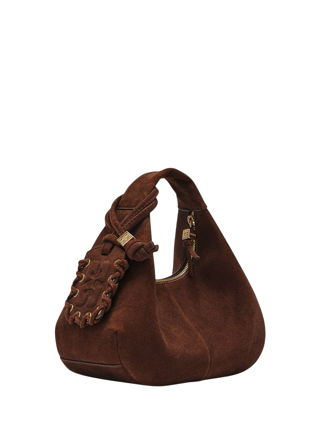 Ganni Mini Hobo Bag Suede Chicory Coffee