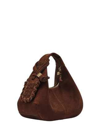 Ganni Mini Hobo Bag Suede Chicory Coffee