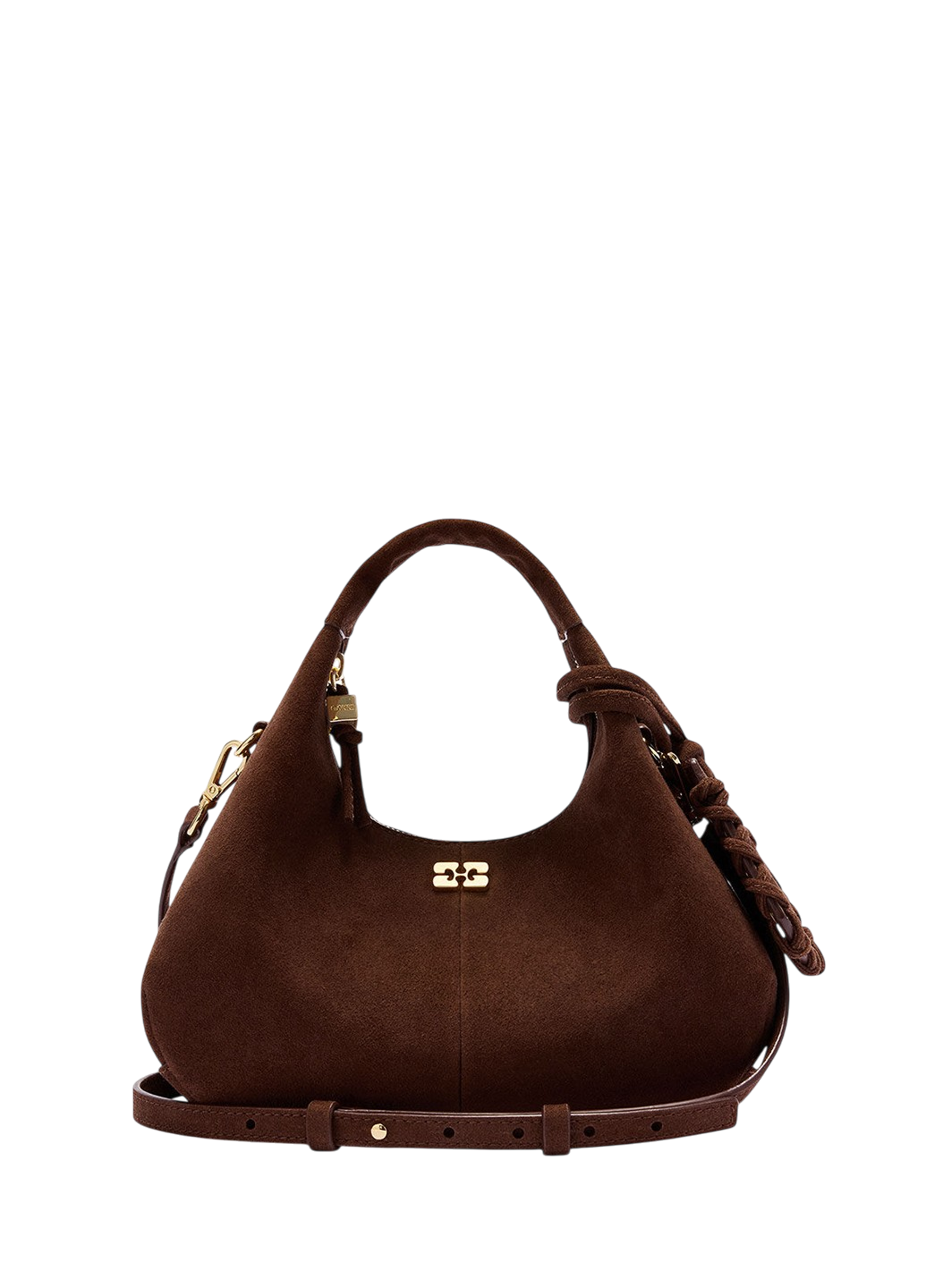 Ganni Mini Hobo Bag Suede Chicory Coffee