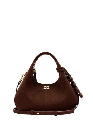 Ganni Mini Hobo Bag Suede Chicory Coffee