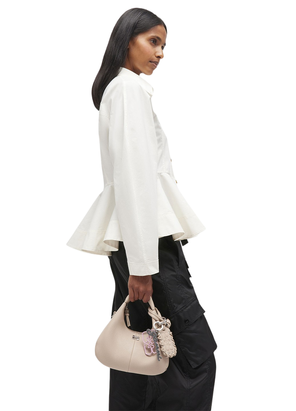 Ganni Mini Hobo Bag White Pepper