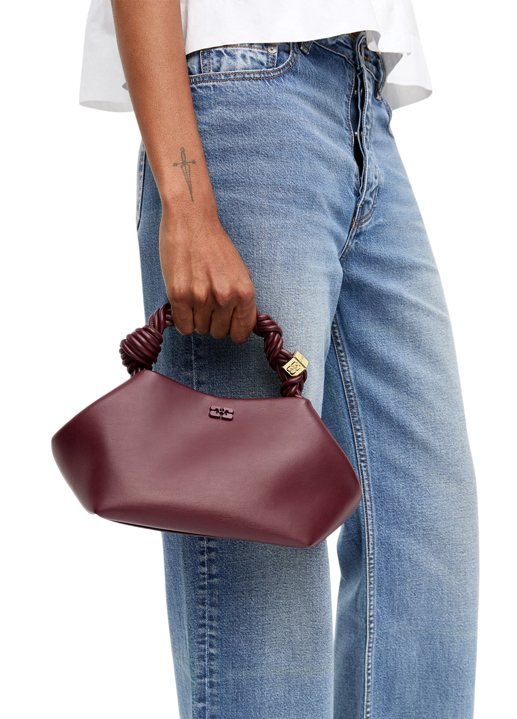 Ganni Small Bou Bag Burgundy