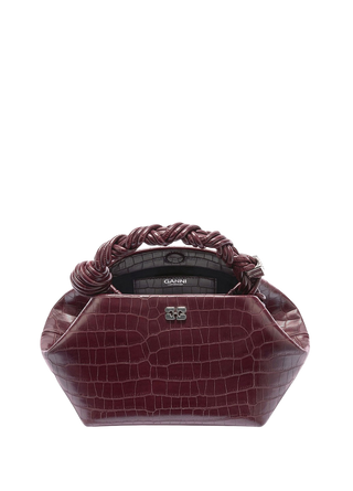 Ganni Small Bou Bag Croco Burgundy