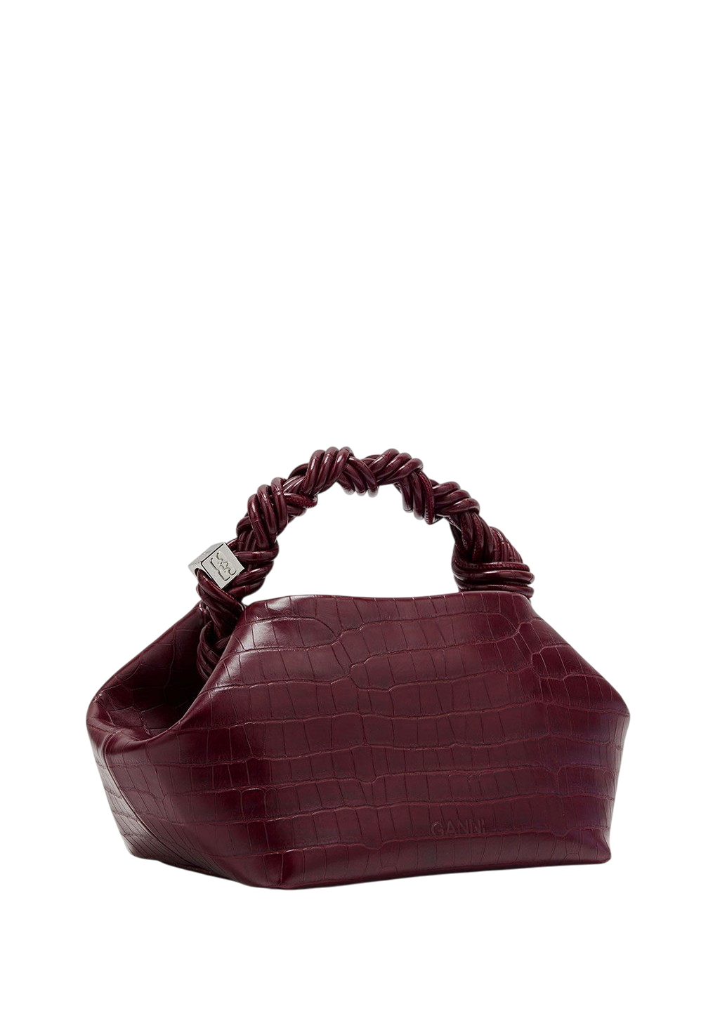 Ganni Small Bou Bag Croco Burgundy