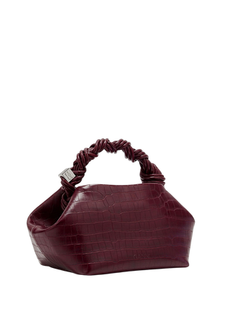 Ganni Small Bou Bag Croco Burgundy