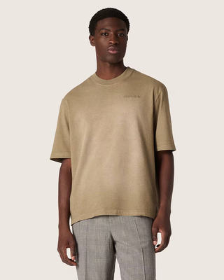 Golden Goose Cotton Jersey T-shirt Logo Embroidery Bleached Beige