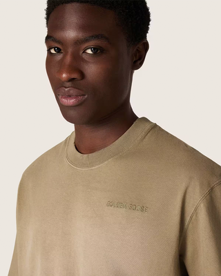 Golden Goose Cotton Jersey T-shirt Logo Embroidery Bleached Beige