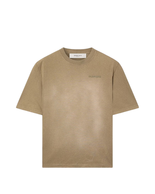 Golden Goose Cotton Jersey T-shirt Logo Embroidery Bleached Beige