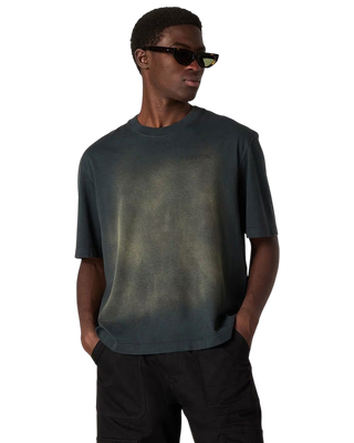 Golden Goose Cotton Jersey T-shirt Logo Embroidery Bleached Washed Black