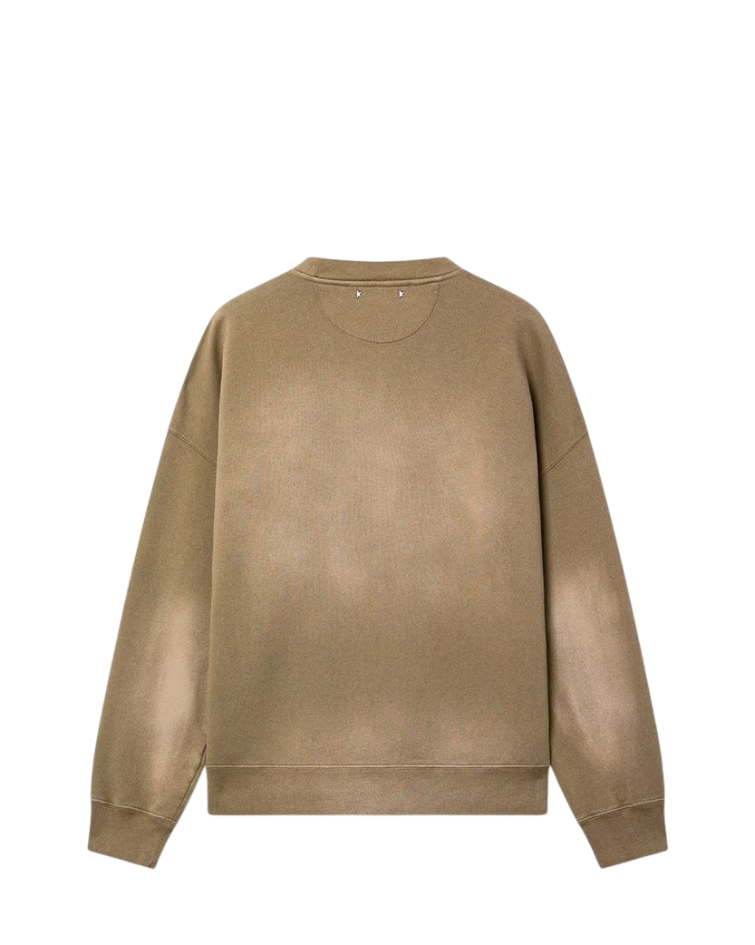 Golden Goose Dyed Cotton Jersey Sweatshirt Logo Embroidery Beige