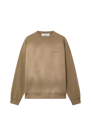 Golden Goose Dyed Cotton Jersey Sweatshirt Logo Embroidery Beige