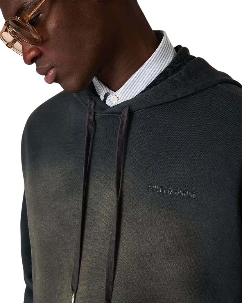 Golden Goose Logo Hoodie Bleached Washed Black