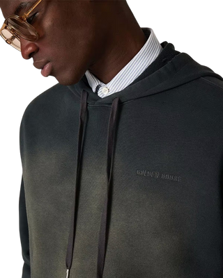 Golden Goose Logo Hoodie Bleached Washed Black