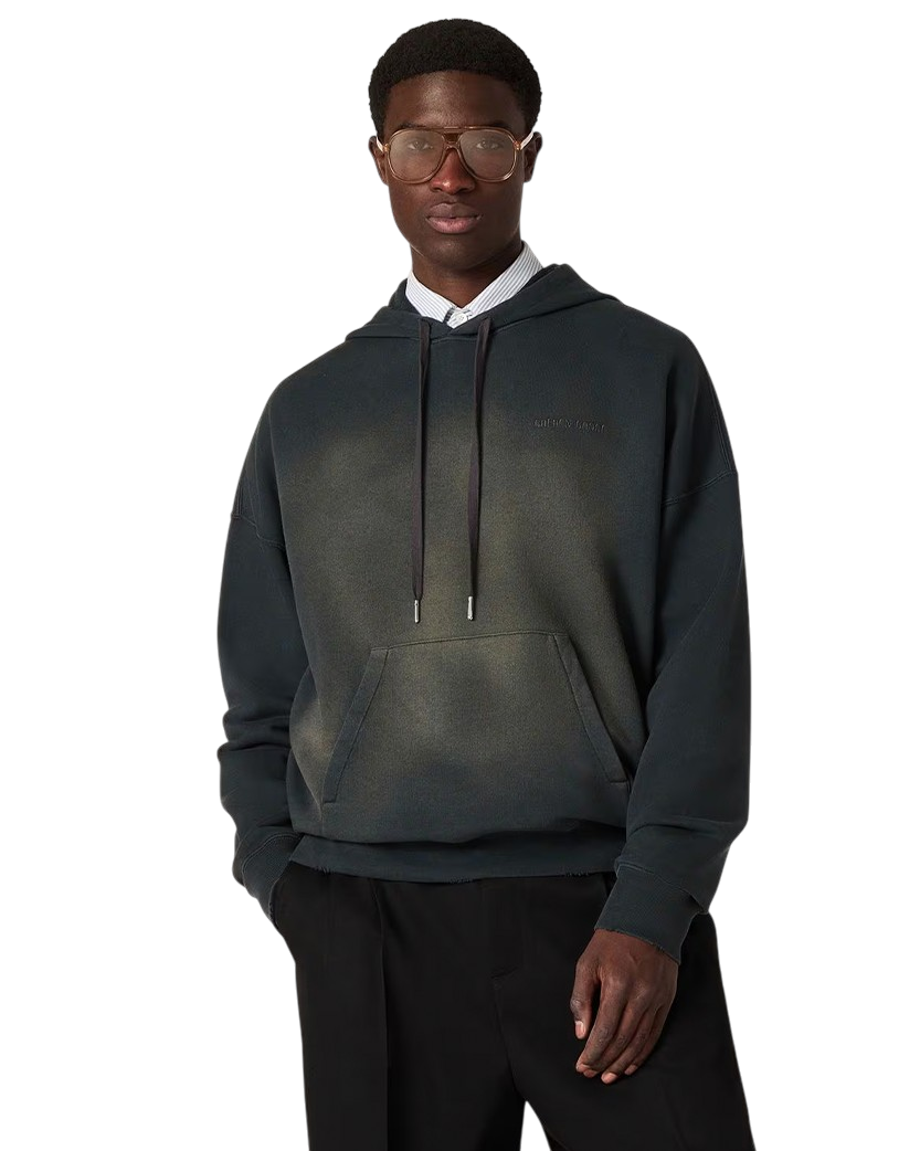 Golden Goose Logo Hoodie Bleached Washed Black